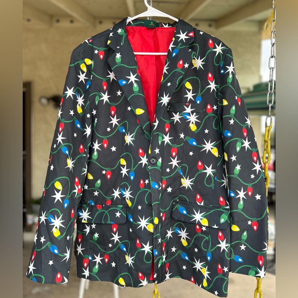New Christmas Lights design Blazer Men Large NEW